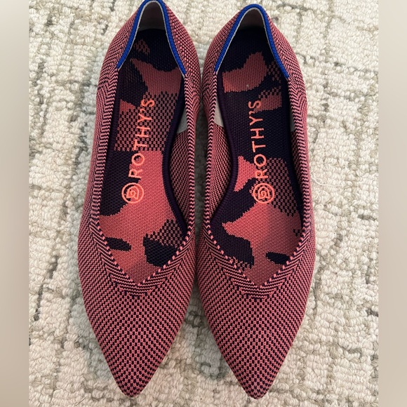 Rothy's The Point Optic Rose Textile Travel Ballet Flat Women’s US 7.5 - Picture 1 of 3